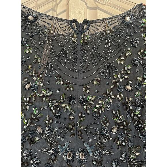 NWT Mac Duggal High Neck Size 6 Floral Embellished Puff Long Sleeve Midi Dress - Picture 12 of 16